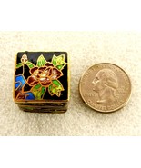 Miniature Cloisonne Snuff/Pill Box, Gold Tone, 1&quot; Square, Dark Blue, Flo... - €12,63 EUR