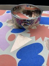 Coach Signature Enamel Bangle Bracelet Colorful Butterfly Silver With Snap - $85.00