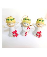 Porcelain Angel Christmas Holiday Ornament Trio Set of 3 Vintage - £18.15 GBP