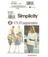 Simplicity 8192 Misses Full Skirt Slim Skirt Tops Pattern 10,12,14,16 UN... - $9.47