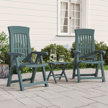 Outdoor Garden Patio Balcony 2pcs Reclining Chairs Seats Green Anthracite Chair - £128.60 GBP+