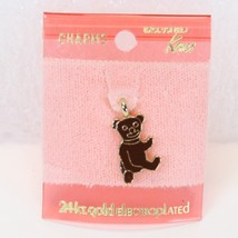 Bear 24k Electroplate Teddy Bear Charm Pendant .6&quot; H x .4&quot; W - £10.20 GBP