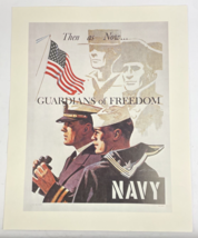 Vintage Navy Recruitment Poster, Guardians Of Freedom, Then As Now, 16&quot; X 20&quot; - £20.56 GBP