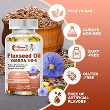 120 Pcs Flaxseed Oil Omega 3-6-9 Promotes Healthy Skin &amp; Maintain Heart ... - $47.98