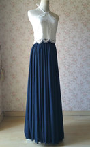 Navy 2 Piece Bridesmaid Dress Halter Neck Lace Top Navy Chiffon Skirt Plus Size image 3