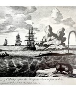 Harpooned Whale Towing Ships 1926 Nautical Antique Print Whale Hunting D... - $474.98 MXN