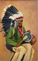 Vtg Postcard, Pueblo Indian Drummer, The ancient Tom-Tom, Santa Fe, New Mexico - £5.05 GBP