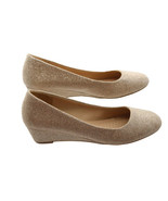 DREAM PAIRS Women&#39;s Debbie Gold Glitter Mid Wedge Heel Pump Shoes Size 1... - £19.60 GBP