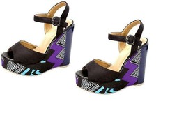 Womens Black Platform Wedge Sandals Shoes Sz- 6.5, 8 - £20.77 GBP