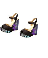 Womens Black PLATFORM WEDGE SANDALS SHOES Sz- 6.5, 8 - $35.65 CAD