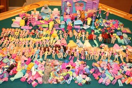 Huge Polly Pocket &amp; Disney Princess Dolls Clothing Accessory Lot Rubber Clothes - £307.73 GBP