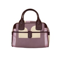 Bally Purple Signature Canvas Brown Leather Top Handles Satchel Handbag Bag - $178.20