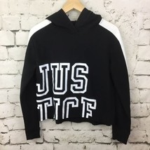 Justice Active Girls Sz 14/16 Cropped Sweatshirt Hoodie Black White  - £9.34 GBP