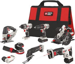 PORTER-CABLE 20V Max* Cordless Drill Combo Kit, 8-Tool (PCCK6118) - £403.00 GBP