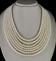 Genuine Fresh Water Pearl Beads Round 7 L 1077 Carats Gemstone Fashion Necklace - £653.07 GBP