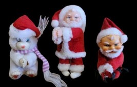 3 Vintage 1970s Santa Claus Bear Clip On Clinger Pencil Finger Collar Huggers - £39.56 GBP