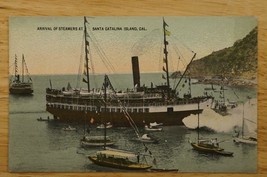 Vintage Postcard California Arrival of Steamer Ships Santa Catalina Island - £8.73 GBP