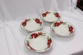 Totally Today Poinsettia Soup Bowls Christmas 7-1/2&quot; Lot of 4 Xmas - $15.67