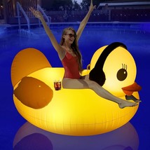 Inflatable Duck Pool Float With Lights, Solar Powered Cute Duck Pool Floaties Fo - £64.02 GBP