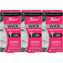 3-New Nair Hair Remover Wax Ready Strips Face and Bikini Hair Removal Wax Strips - £24.86 GBP