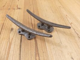 2 Cleat Boat Hooks Handles Pull Cast Iron Ship Dock Nautical Ties Rustic... - $16.49