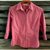 Riders by Lee Womens Large Shirt Instantly Slims Pink Button Up Top - £10.43 GBP