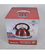 Royal Grafton England Stainless Steel Whistling Kettle Tea Pot 3L Red NIB - $44.55