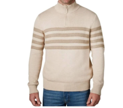 NWT!!! Tahari Mens Quarter 1/4 Zip Stretch Pullover Striped Mock Neck Sw... - £19.97 GBP