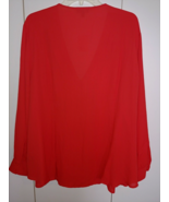 THE LIMITED LADIES RED LS RUFFLED BUTTON DOWN POLYESTER BLOUSE-3X-NWT-$7... - £29.93 GBP