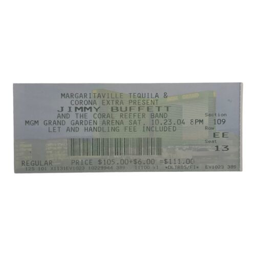 Vintage Ticket Stub 2004 Jimmy Buffett Margaritaville MGM Grand Las Vega... - $7.57