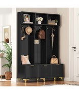 Modern Hall Tree w/ Bench, Storage &amp; Coat Rack, Black - $442.56 CAD