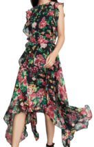 BCBGMAXAZRIA  Womens Floral Ruffled Asymmetric Hem Midi Dress Size 0 - £157.37 GBP