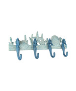 Blue White Cast Iron Seahorses Decorative Wall Hook Hanging Towel or Coa... - £38.94 GBP
