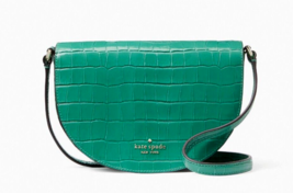 New Kate Spade Luna Crescent Crossbody Croco Embossed Leather Woodland Green - £121.40 GBP