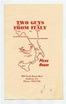 Two Guys From Italy Pizza House Menu North Beach Blvd Anaheim California... - £14.03 GBP