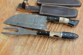 damascus hand forged knife and fork BBQ hunting set From The Eagle Collection AB - £54.43 GBP
