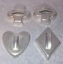Vintage Set of 4 Metal Playing Card Cookie Cutters Heart Spade Club Diamond - £6.37 GBP