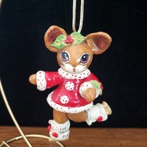 1st Christmas Ceramic Mouse Hanging Ornament by Rosanne Snyder 2005 4.5&quot; Tall - £6.22 GBP