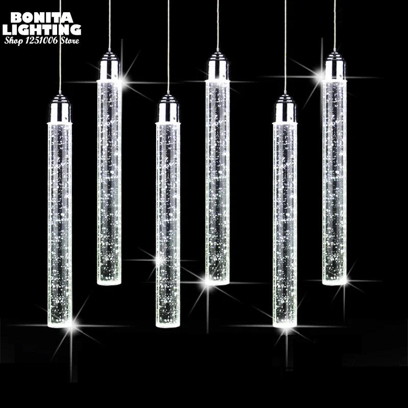 Dern minimalist bubble k9 crystal hanging lights dining room cylinder long tube pendant thumb200