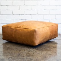 Classic Leather Pouffe , ottoman square , home living furniture , extra ... - $300.00