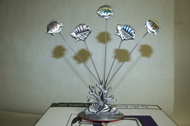 Cute 5 Fish &amp; Seashells Desk Mobile Metal Pewter? Look Coral Reef - £12.57 GBP