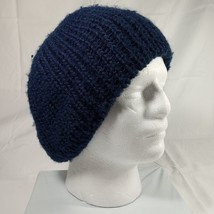 Aris Made USA Blue Beanie Beret Hat Cap Knit Women&#39;s Blue Winter Warm Soft - £10.24 GBP