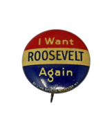 Vintage I Want Roosevelt Again Lapel Pin Bastian Bros. Co. Rochester N.Y. - $14.99