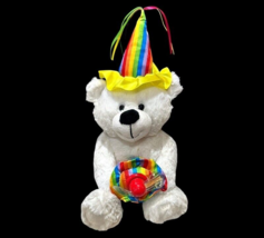 Walmart Singing Birthday Plush White Bear Light Up Message Spinning WORKS VIDEO! - £12.88 GBP