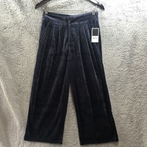 Juicy Couture Navy Blue Regal Velour Cropped Wide Leg Pant S Small Track NEW - £11.87 GBP