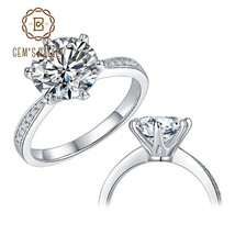 GEM&#39;S BALLET 925 Sterling Silver Jewelry 1ct 2ct 3ct Classic Style Moissanite Di - £126.66 GBP
