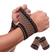 Copper Wrist Compression Brace (2Pcs), Elastic Wrist Support Sleeve Wrist Braces - £12.16 GBP