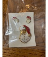 Vintage Christmas Santa Pin And Earrings - £14.69 GBP