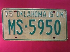 LICENSE PLATE Car Tag 1975 OKLAHOMA MS 5950 Muskogee County [Y10A - $9.60