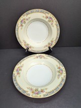 Noritake China Mystery 7 Fine China Pink Floral 8 1/2&quot; Rimmed Soup Bowl Lot of 2 - $15.00